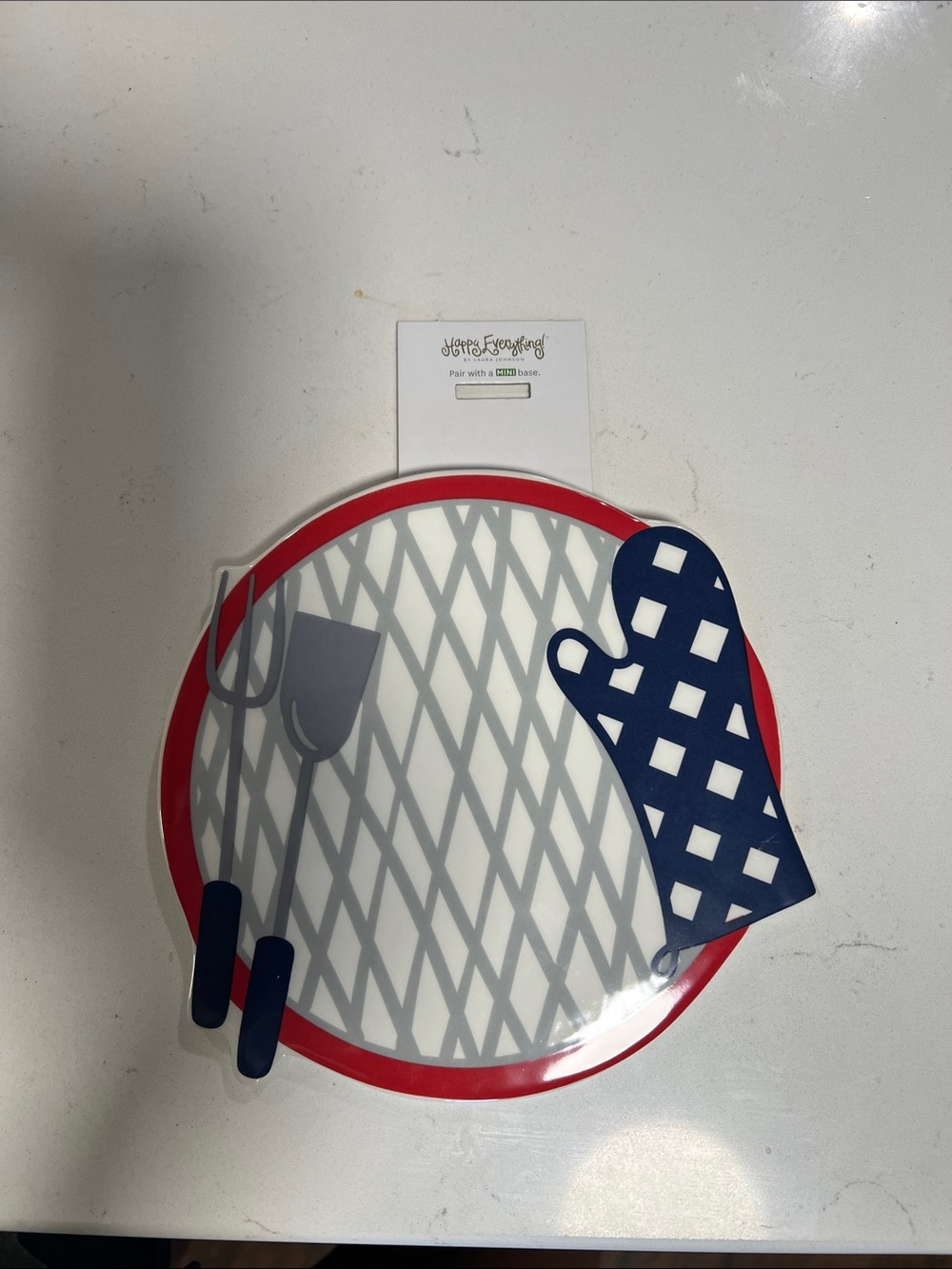Grill-Themed Silicone Trivet & Oven Mitt Set - Navy/Red